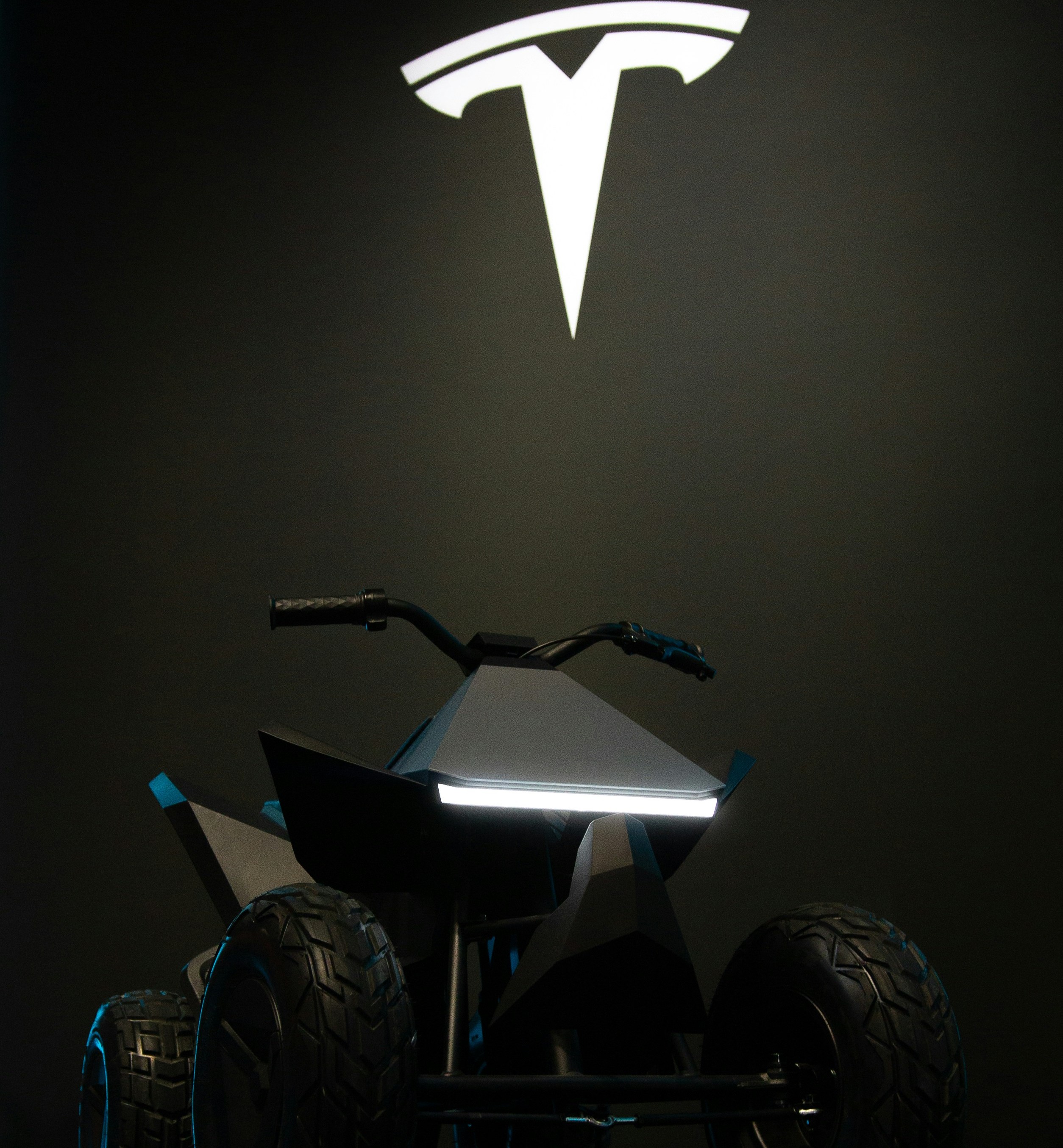Tesla CyberQuard Picture with tesla logo at the back